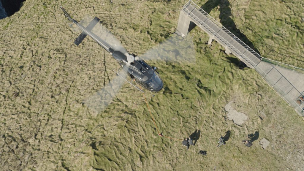 Still image of helicopter flying in Ultimate Hell Week.