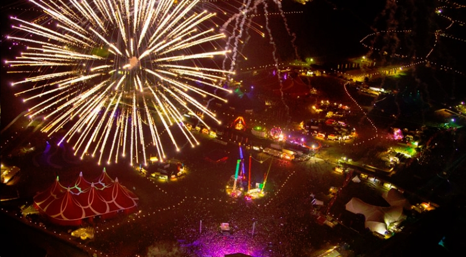 aerial shot of Creamfields