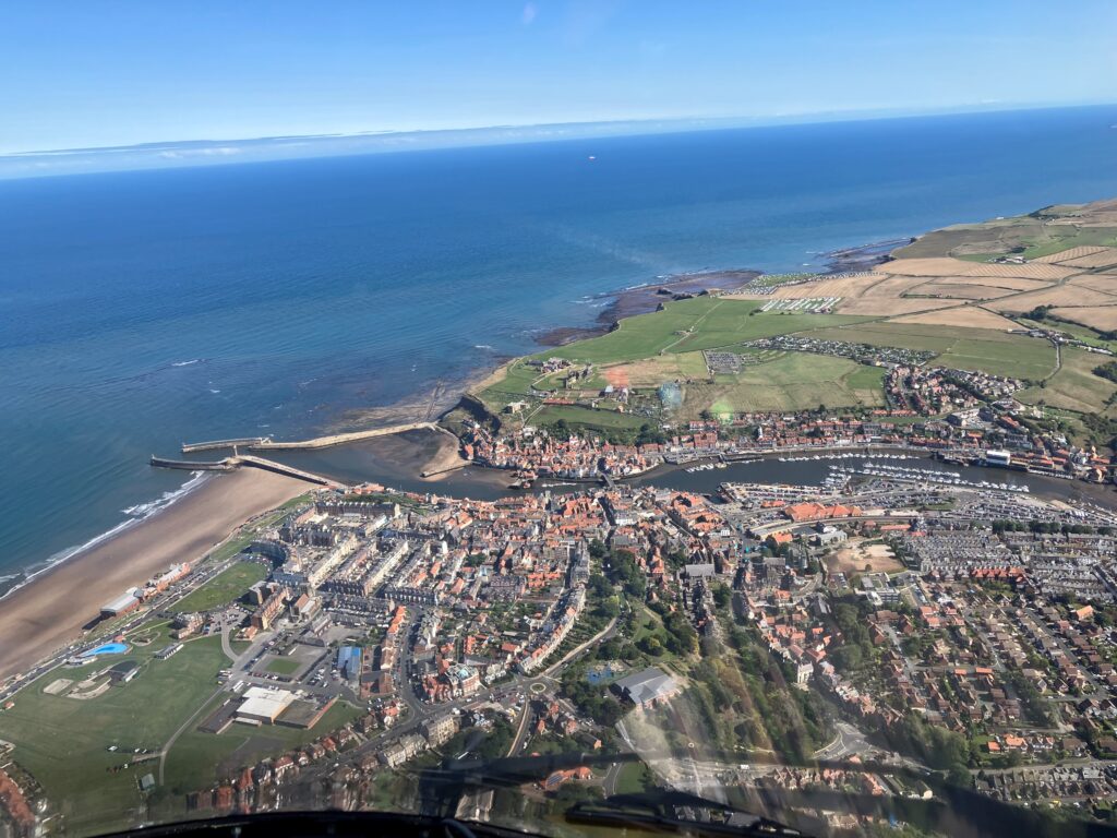 Aerial view of Whitby conducting LiDAR survey